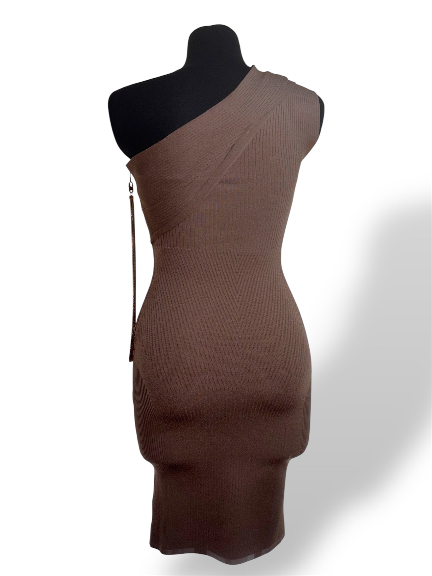 Vestido Midi Asimétrico de Punto Canalé AZ Factory