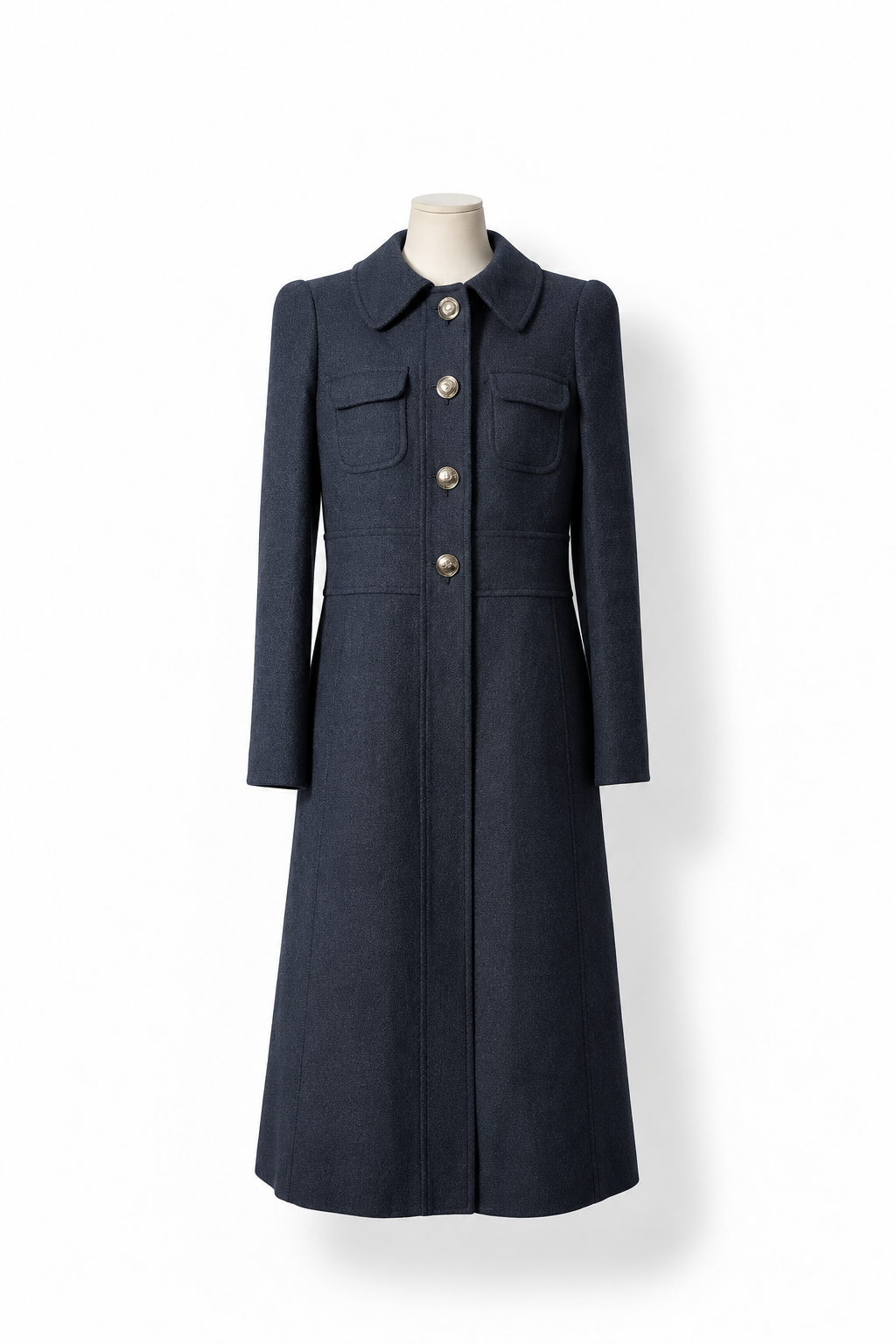 Abrigo largo CH Carolina Herrera azul marino con botones dorados - Talla 36