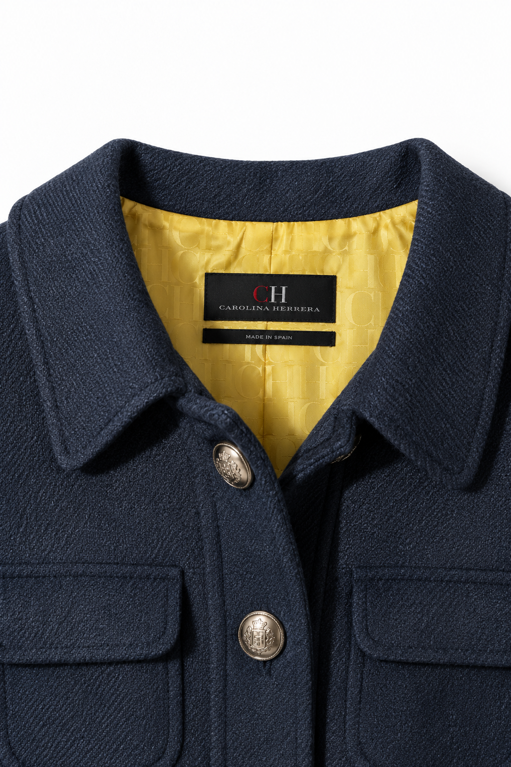 Abrigo largo CH Carolina Herrera azul marino con botones dorados - Talla 36