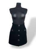 Minifalda Alessandra Rich Tweed Negro con Botones de Cristal