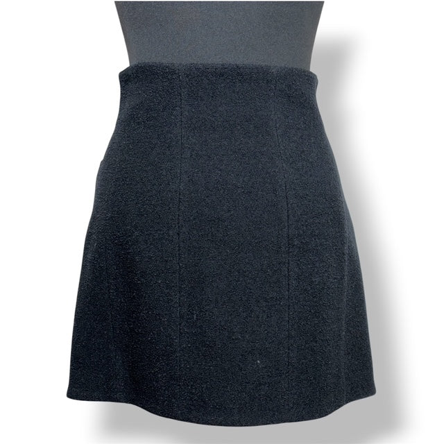 Minifalda Alessandra Rich Tweed Negro con Botones de Cristal
