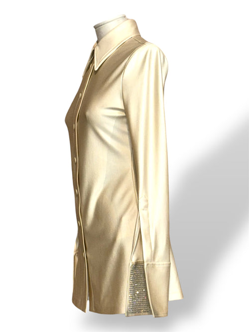 Camisa de Vestir Alexander Wang Champagne con Cristales