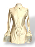 Camisa de Vestir Alexander Wang Champagne con Cristales