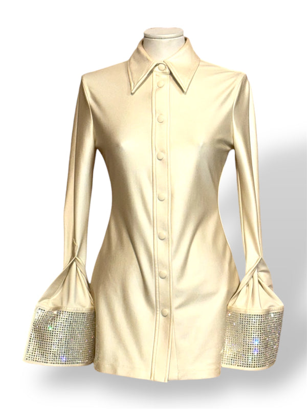 Camisa de Vestir Alexander Wang Champagne con Cristales