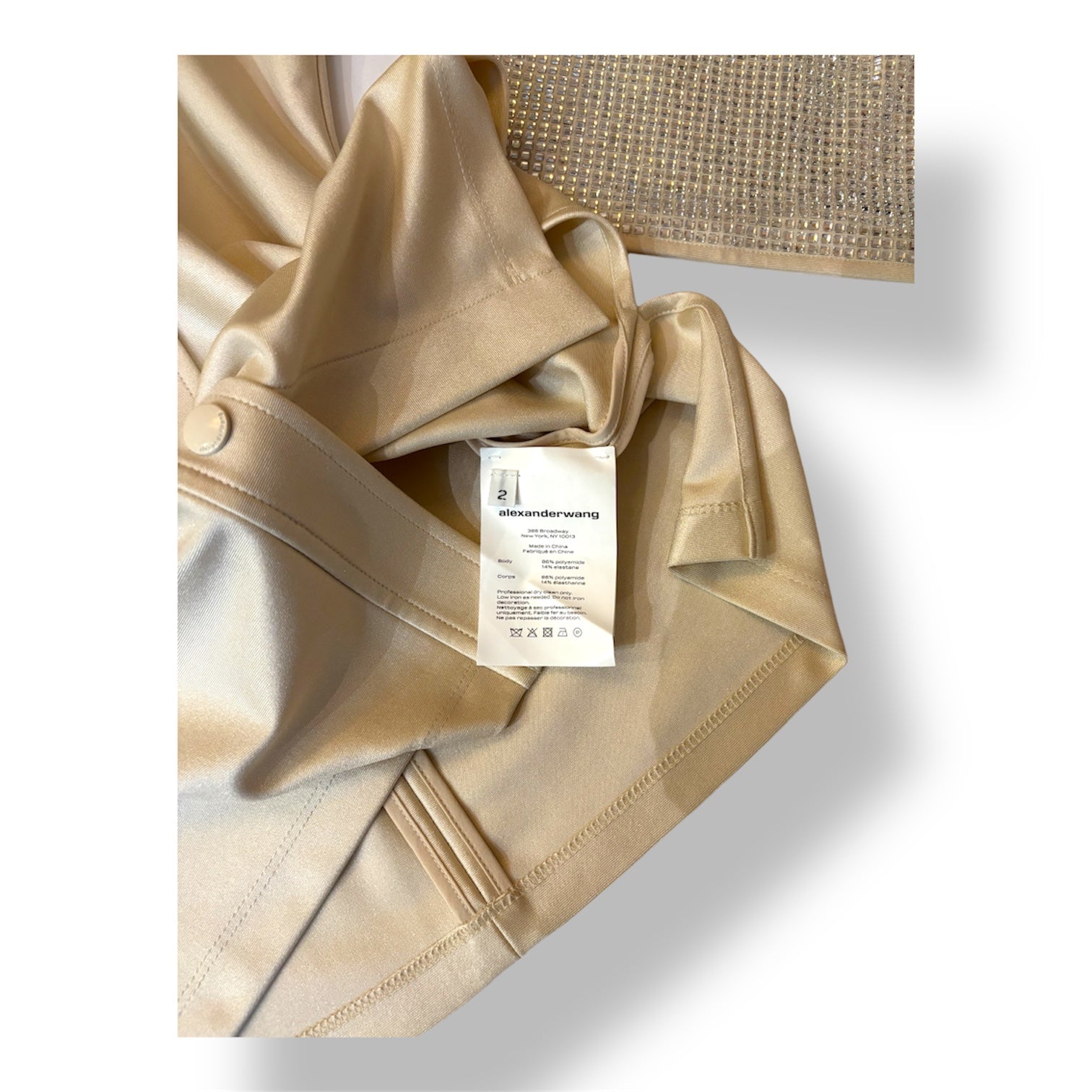 Camisa de Vestir Alexander Wang Champagne con Cristales