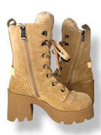 Botines Bogner beige de ante forrados con borrego