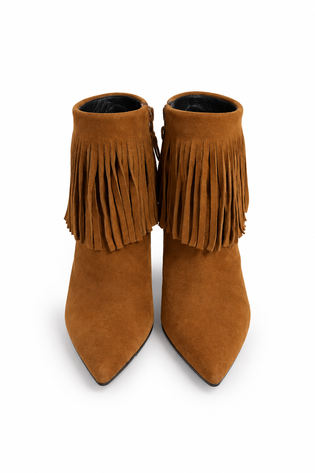 Botines Stuart Weitzman Fringetimes de ante coñac con flecos – Talla 38,5