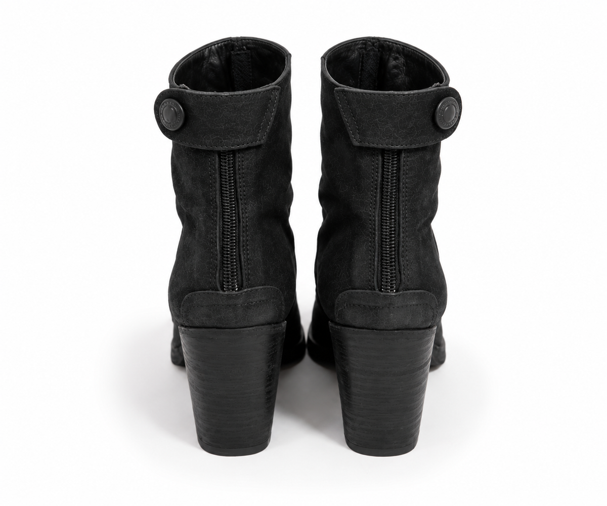 Botines The Last Conspiracy de ante negro con cremallera trasera – Talla 38