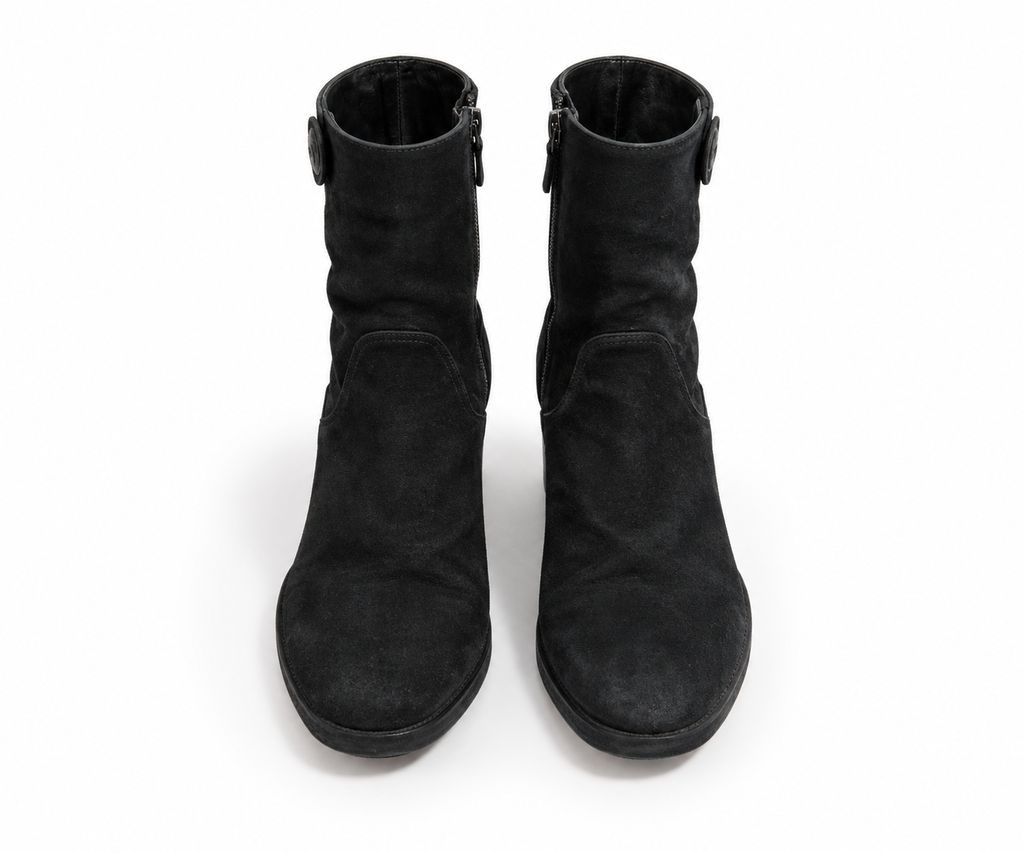 Botines The Last Conspiracy de ante negro con cremallera trasera – Talla 38