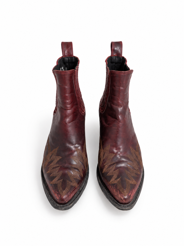 Botines western Old Gringo de piel burdeos – Talla 37,5