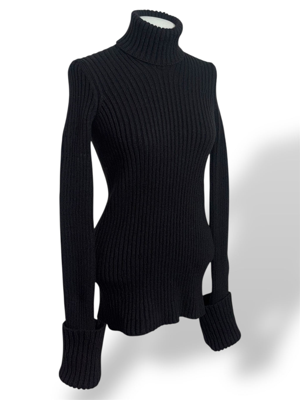 Jersey de Cuello Alto Bottega Veneta en Punto de Canalé con Espalda Abierta Cut-Out