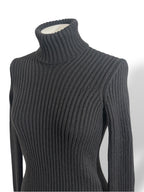 Jersey de Cuello Alto Bottega Veneta en Punto de Canalé con Espalda Abierta Cut-Out