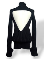 Jersey de Cuello Alto Bottega Veneta en Punto de Canalé con Espalda Abierta Cut-Out