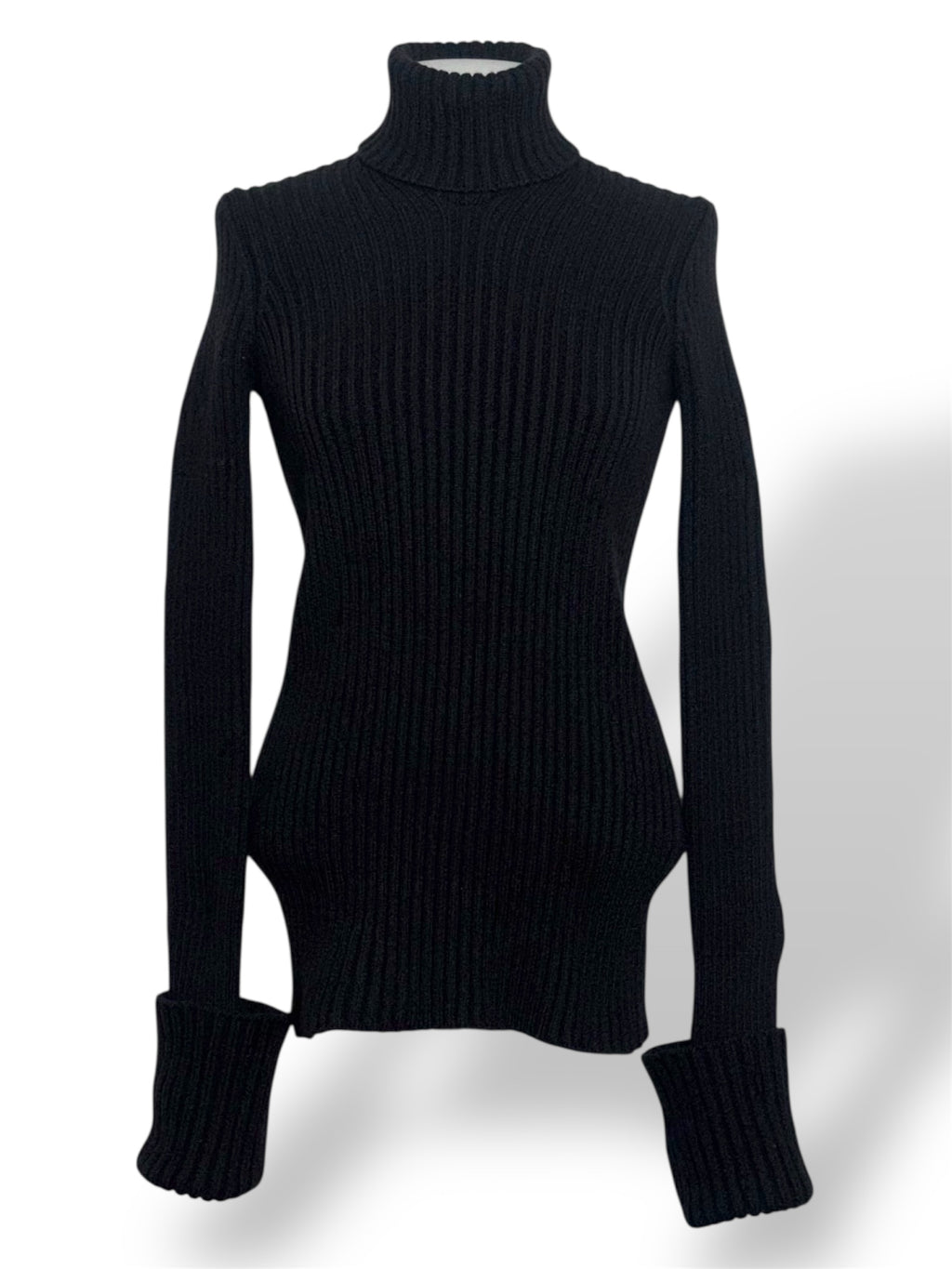 Jersey de Cuello Alto Bottega Veneta en Punto de Canalé con Espalda Abierta Cut-Out