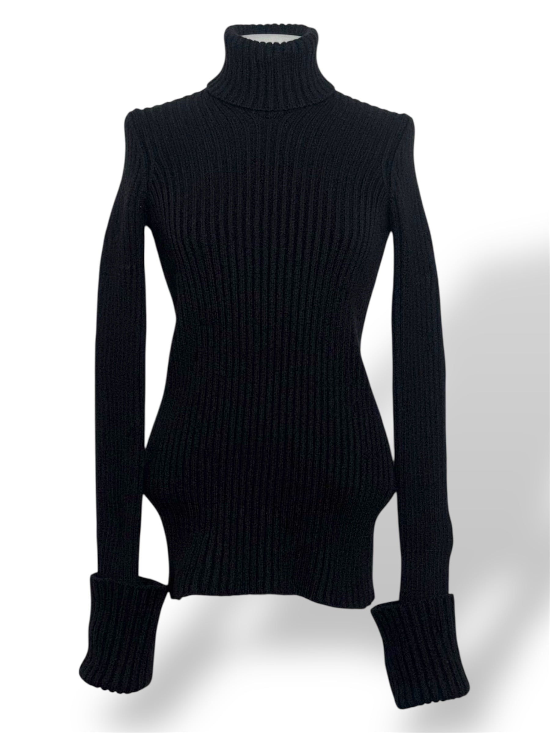 Jersey de Cuello Alto Bottega Veneta en Punto de Canalé con Espalda Abierta Cut-Out