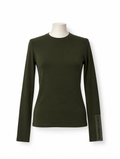 Camiseta Paco Rabanne verde caqui de manga larga con logo en el puño – Talla S