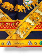 Pañuelo de Seda Cartier Vintage "Les Éléphants" con Caja