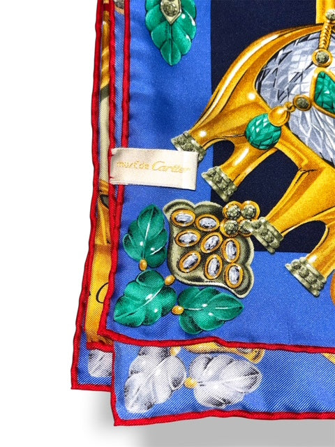 Pañuelo de Seda Cartier Vintage "Les Éléphants" con Caja