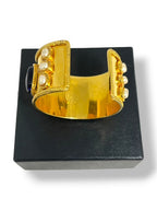 Pulsera Tipo Puño Chanel Pre-Owned 1980/1990 con Piedras y Perlas