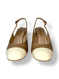 Zapatos Chanel bicolor beige y blanco destalonado