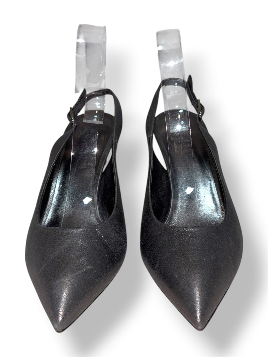 Zapatos Chanel plateado con tacón escultura