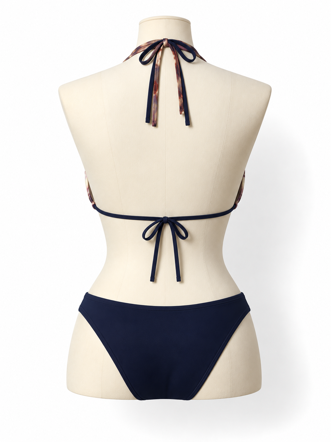 Bikini Entreaguas floral y azul marino – Top talla L y braguita talla S – Nuevo con etiquetas – Años 2010