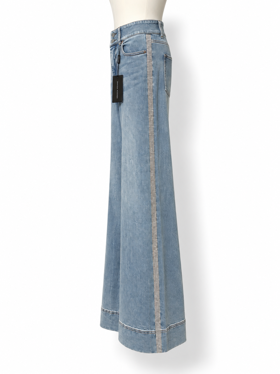 Vaqueros Wide Leg Alice + Olivia con Banda Lateral de Cristales