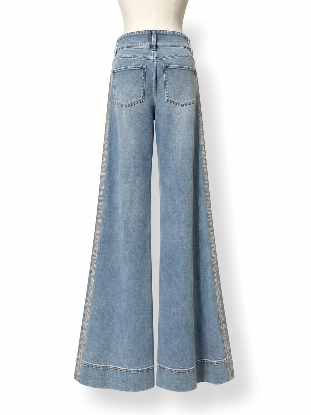 Vaqueros Wide Leg Alice + Olivia con Banda Lateral de Cristales