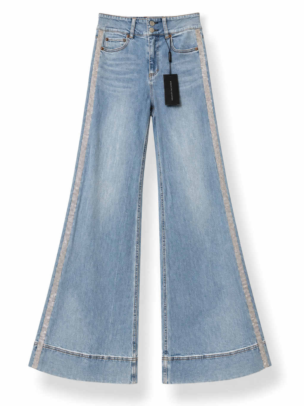Vaqueros Wide Leg Alice + Olivia con Banda Lateral de Cristales