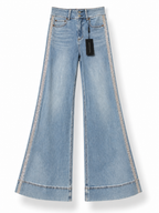 Vaqueros Wide Leg Alice + Olivia con Banda Lateral de Cristales