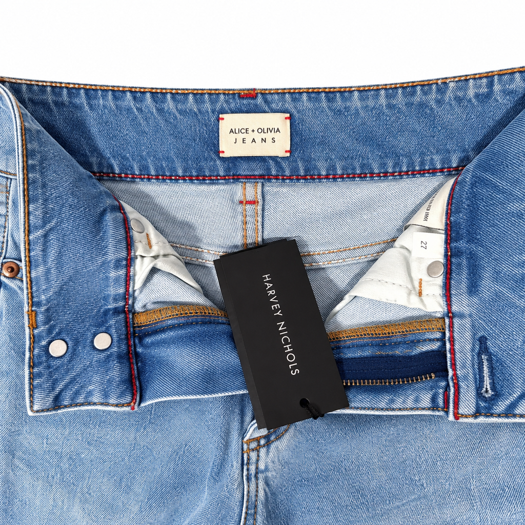 Vaqueros Wide Leg Alice + Olivia con Banda Lateral de Cristales