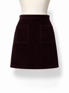 Falda corta A.P.C. de pana burdeos con bolsillos – Talla 34 – Años 2010