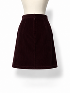 Falda corta A.P.C. de pana burdeos con bolsillos – Talla 34 – Años 2010