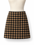 Minifalda MSGM de lana con pata de gallo camel y negra – Talla IT 40 – OI 2022