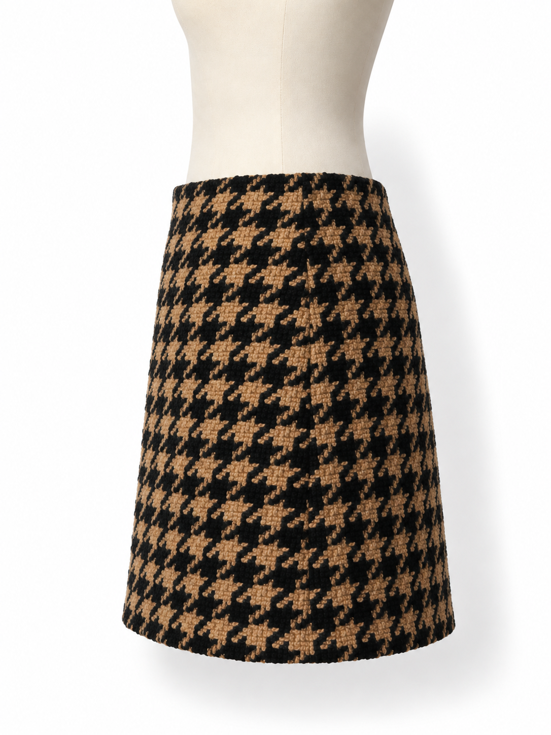 Minifalda MSGM de lana con pata de gallo camel y negra – Talla IT 40 – OI 2022
