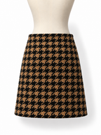Minifalda MSGM de lana con pata de gallo camel y negra – Talla IT 40 – OI 2022