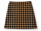 Minifalda MSGM de lana con pata de gallo camel y negra – Talla IT 40 – OI 2022