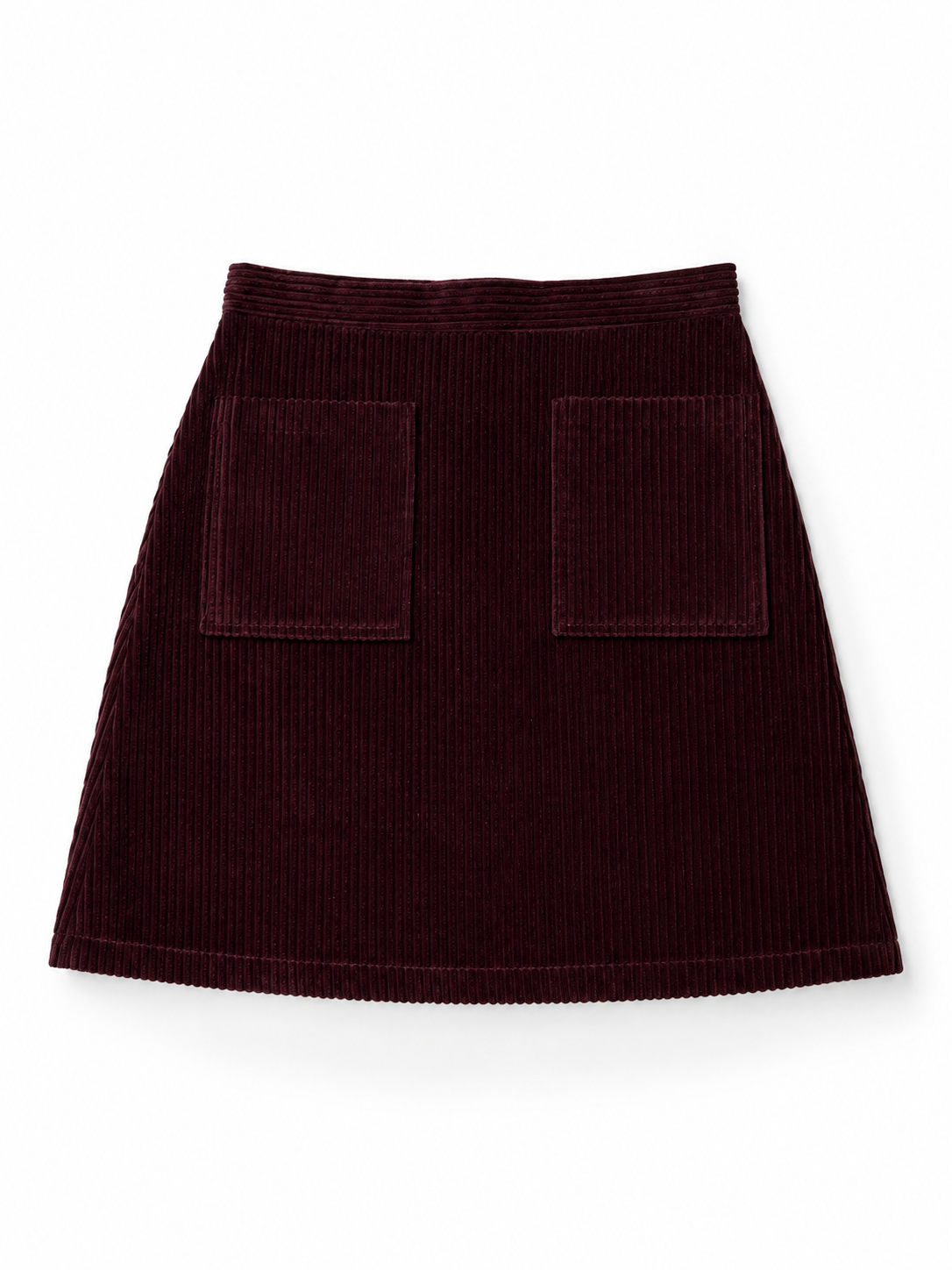 Falda corta A.P.C. de pana burdeos con bolsillos – Talla 34 – Años 2010