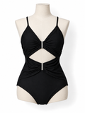 Bañador Dion Lee negro con aberturas y herrajes – Talla 36 – 2019