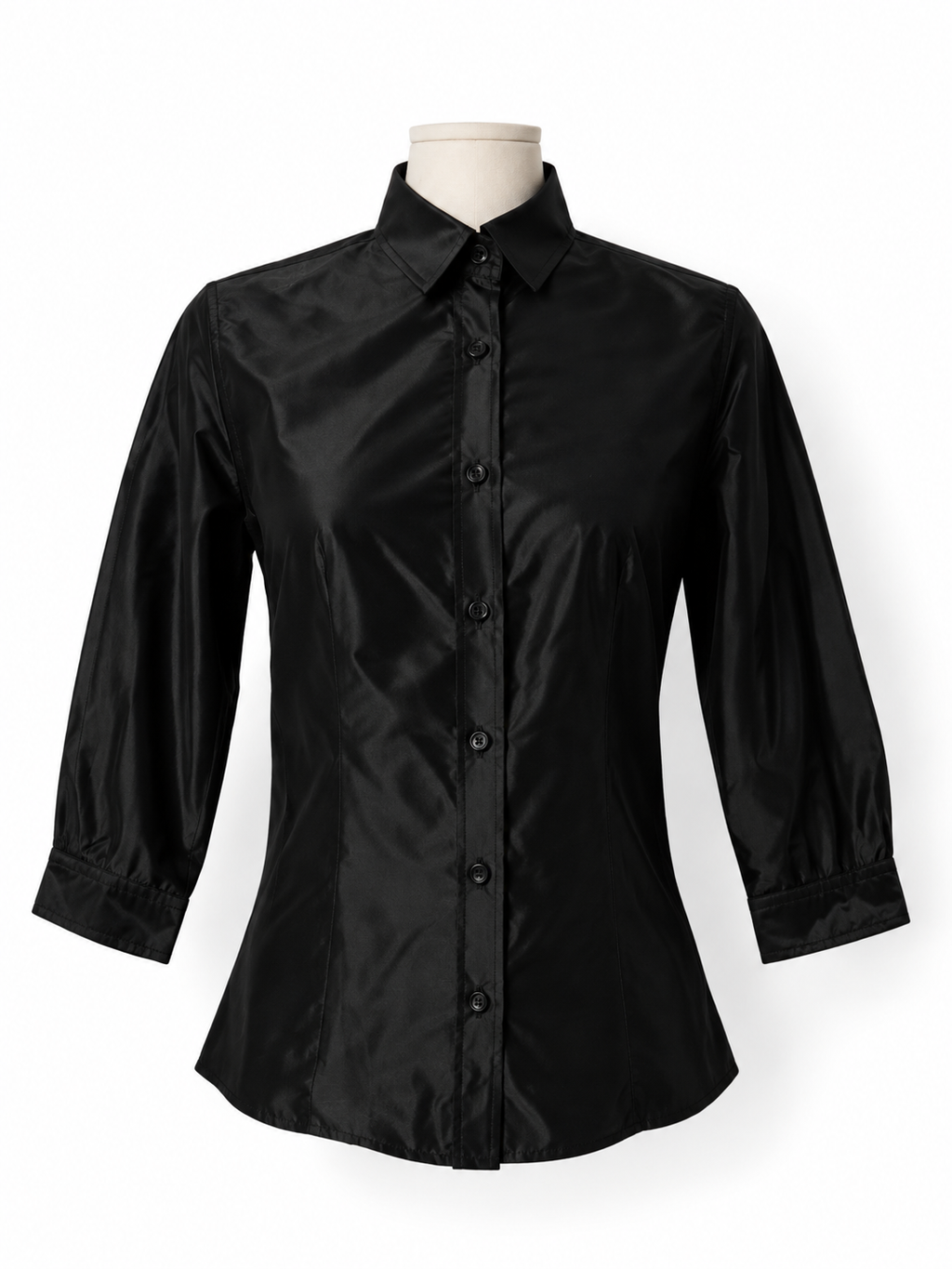 Camisa Carolina Herrera New York de seda negra – Talla 34 – Años 2000