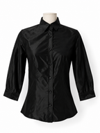 Camisa Carolina Herrera New York de seda negra – Talla 34 – Años 2000