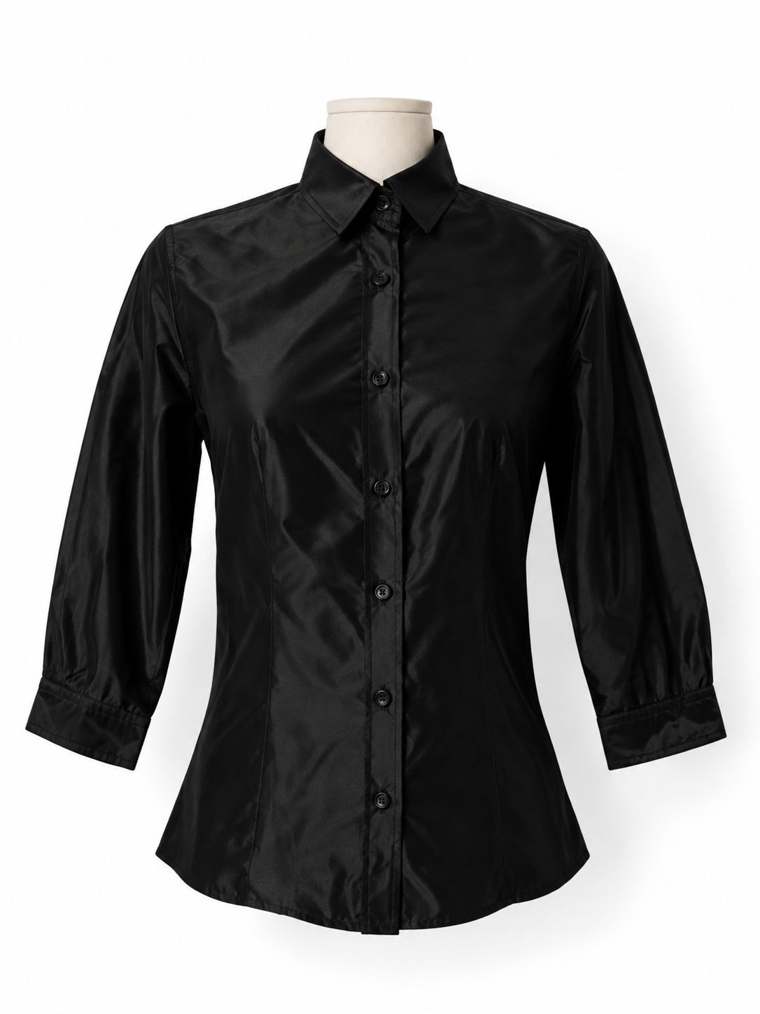 Camisa Carolina Herrera New York de seda negra – Talla 34 – Años 2000