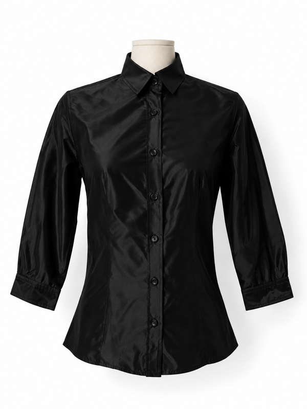 Camisa Carolina Herrera New York de seda negra – Talla 34 – Años 2000