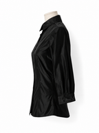 Camisa Carolina Herrera New York de seda negra – Talla 34 – Años 2000