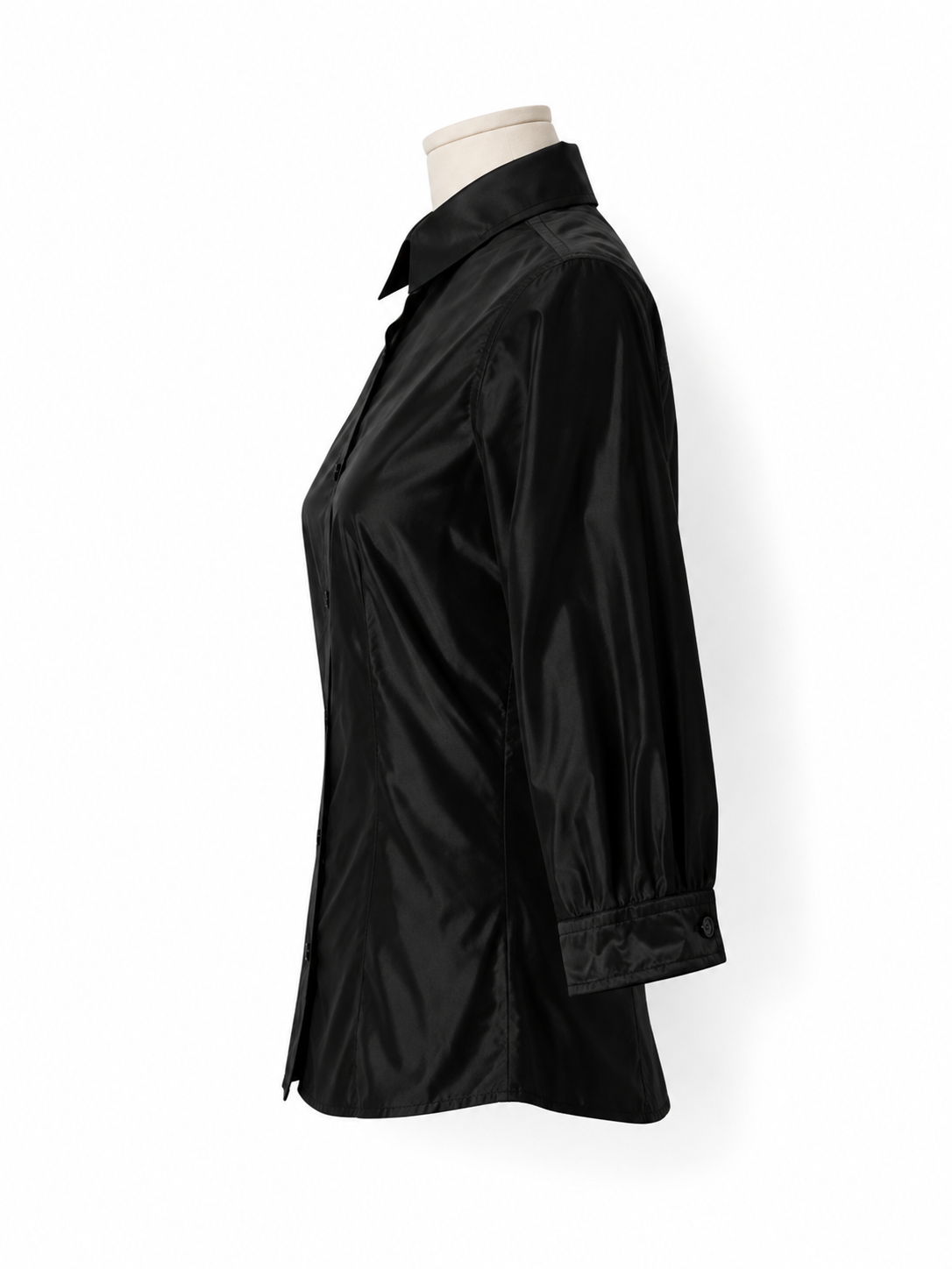 Camisa Carolina Herrera New York de seda negra – Talla 34 – Años 2000