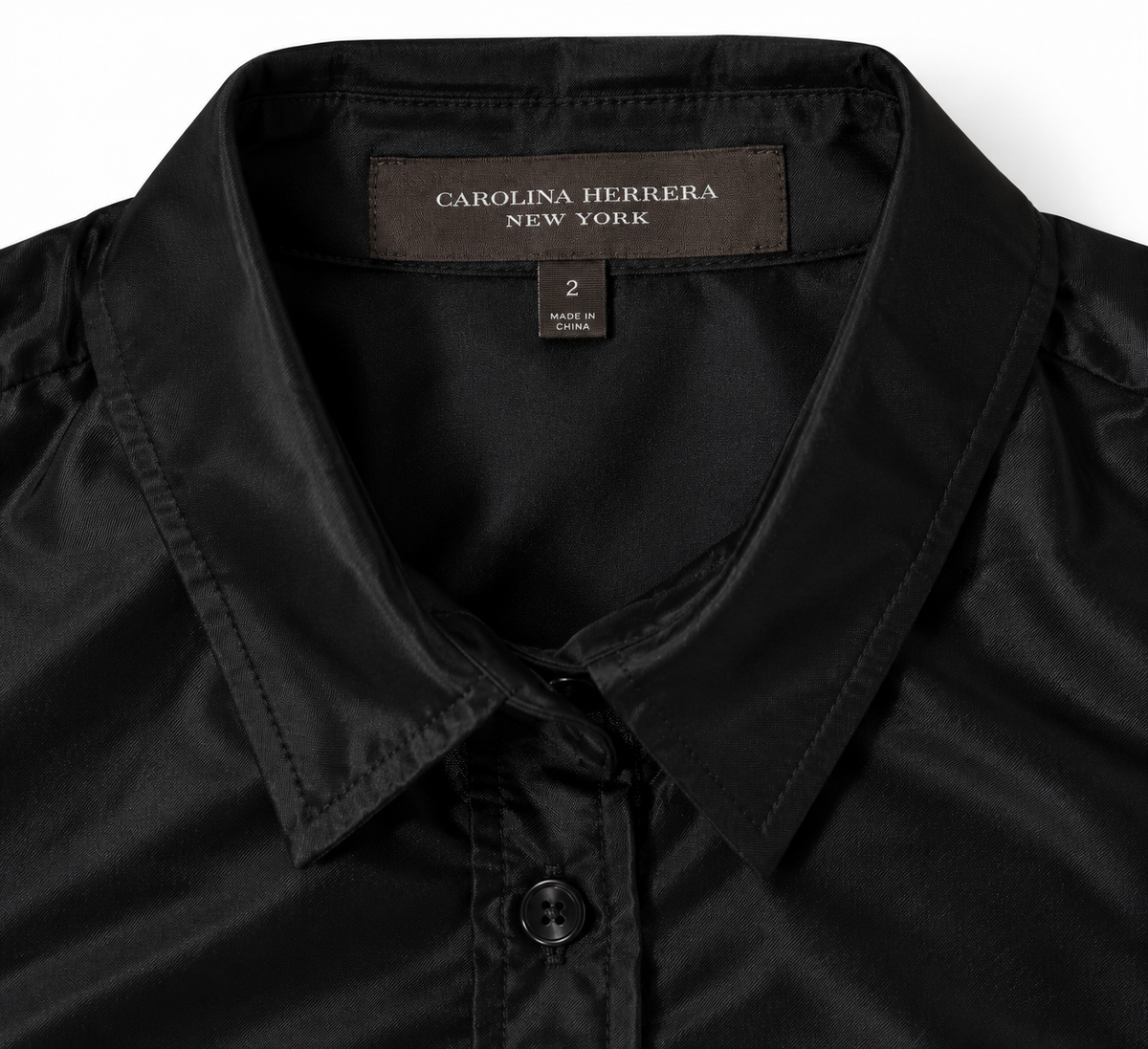 Camisa Carolina Herrera New York de seda negra – Talla 34 – Años 2000