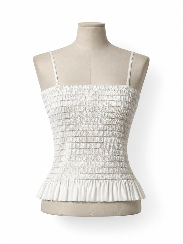 Top ATM Anthony Thomas Melillo de lino blanco fruncido – Talla M – Nuevo con etiqueta – Circa 2022