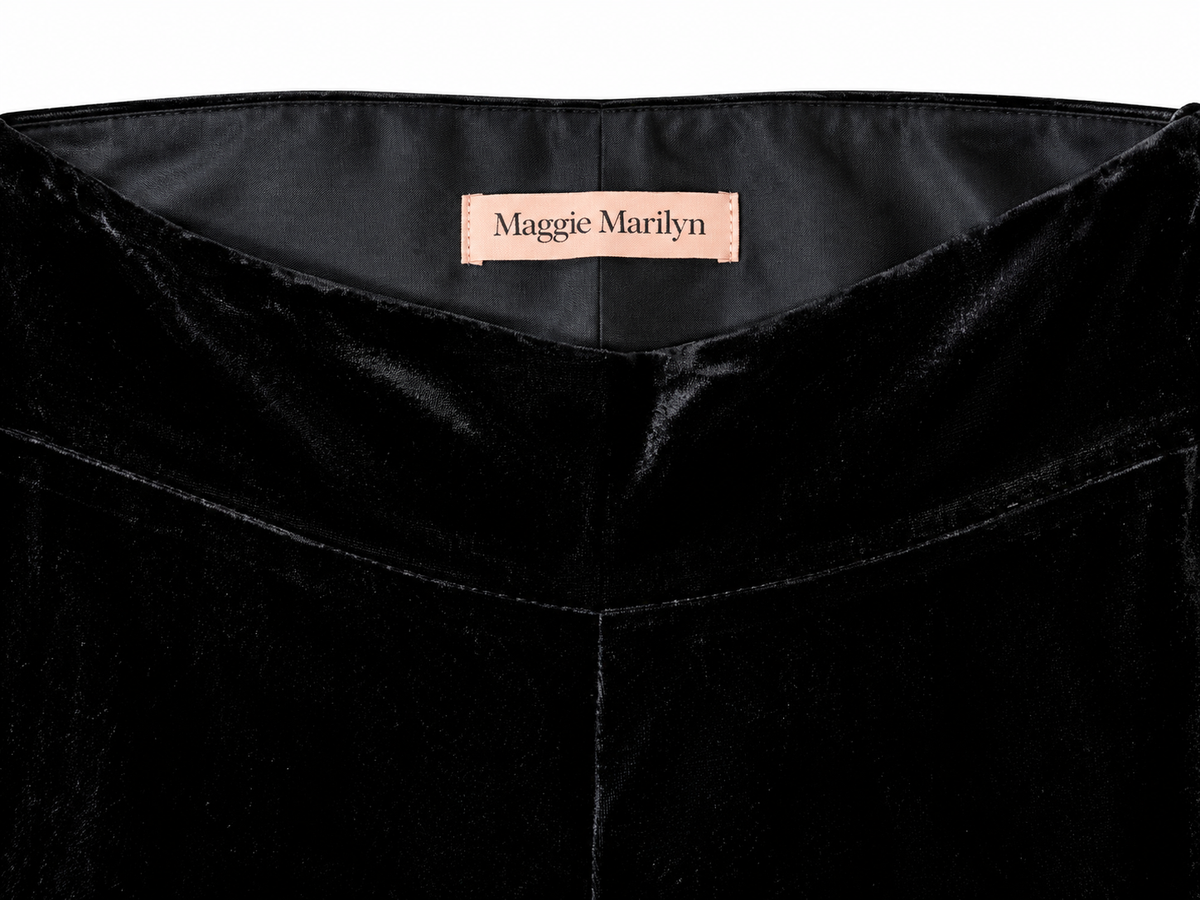 Pantalón de terciopelo negro Maggie Marilyn Rule Breaker – Talla 36