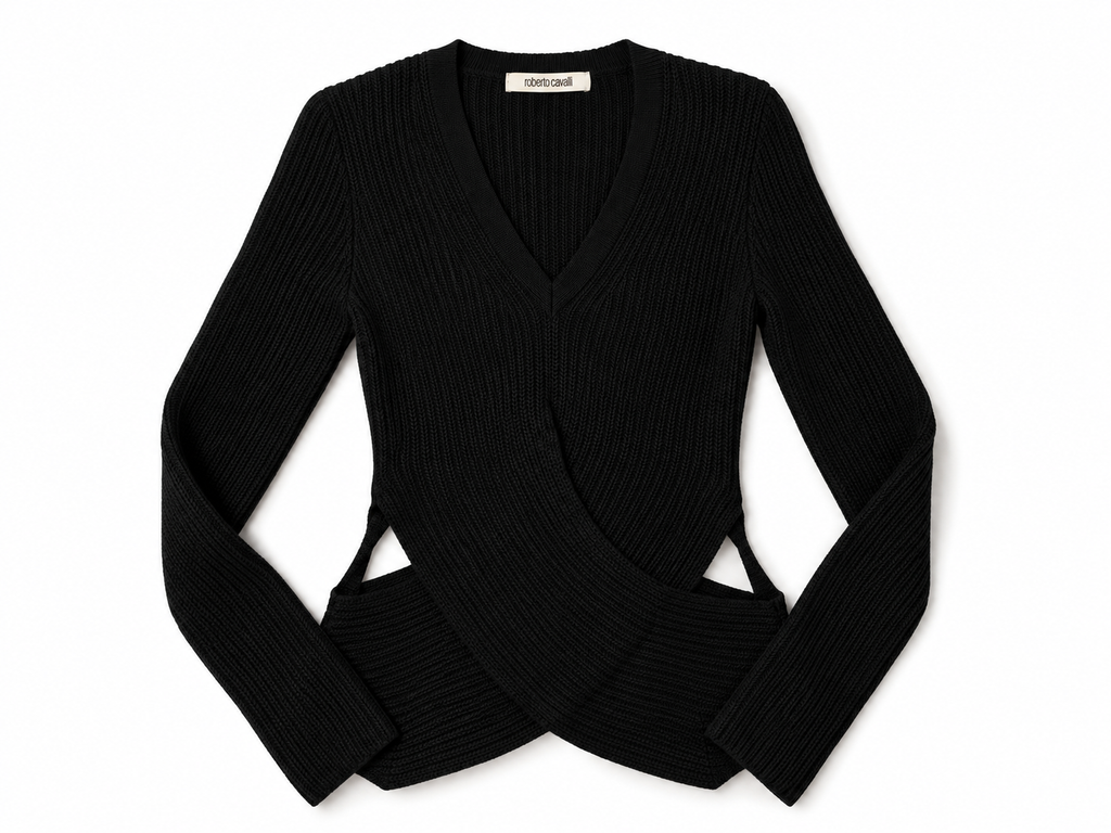 Jersey negro Roberto Cavalli de punto con aberturas – Talla 38