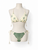 Bikini Johanna Ortiz Andean Wakama y Sullen verde y marfil - Talla 36